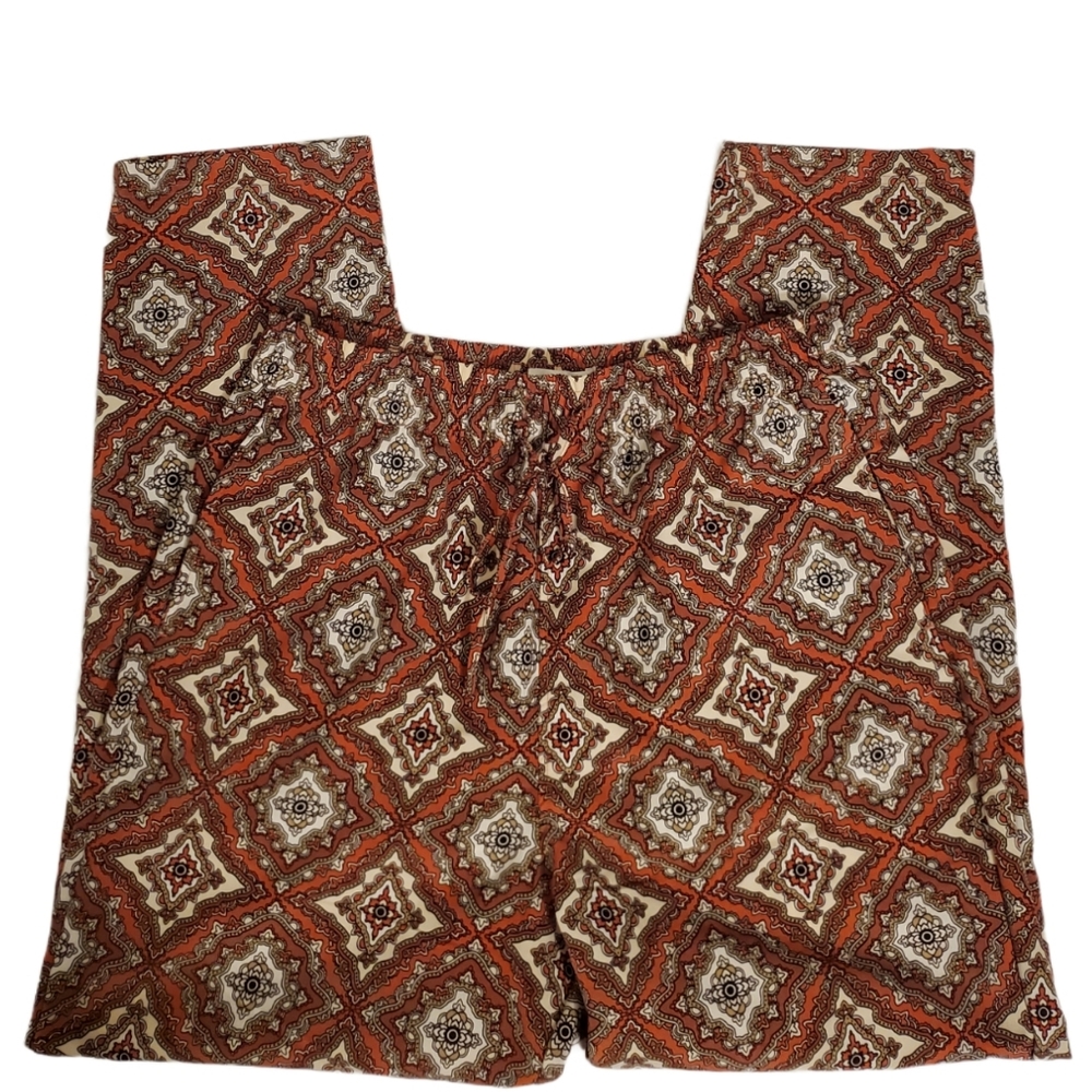 H&M Orange Multicolored BOHO Aztec Print Pants 8